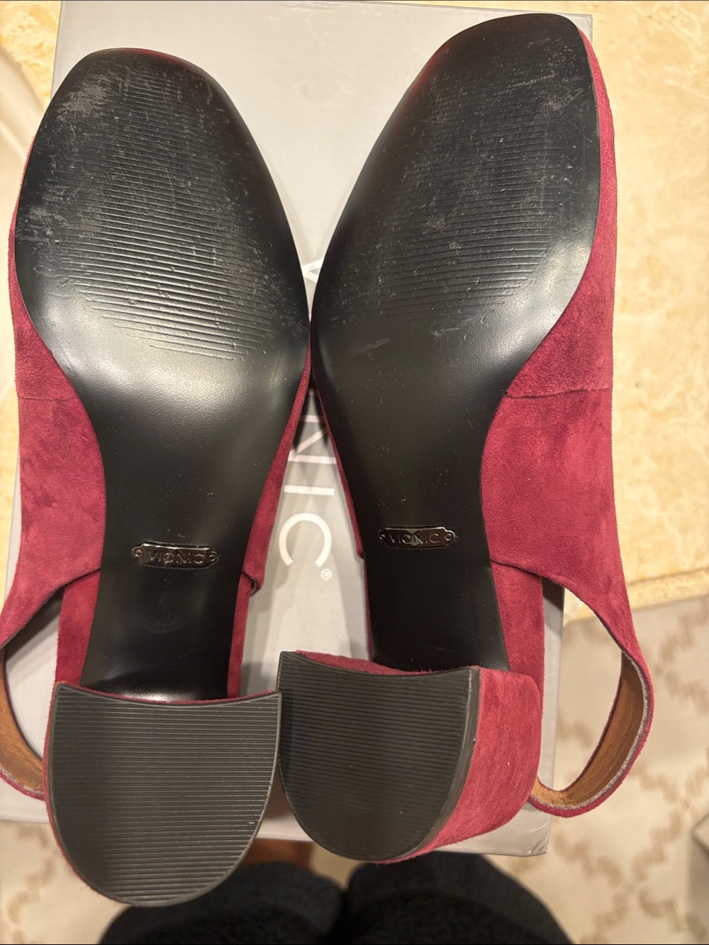 Vionic Burgundy Suede Slingback Mules - Picture 6 of 8